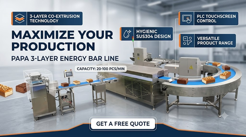 最新の企業ニュース PAPA Machinery Unveils Advanced Three-Layer Energy Bar Machine for High-Capacity Protein Bar Manufacturing